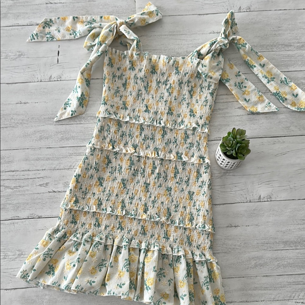 Vibrant Yellow and Green Mini Dress